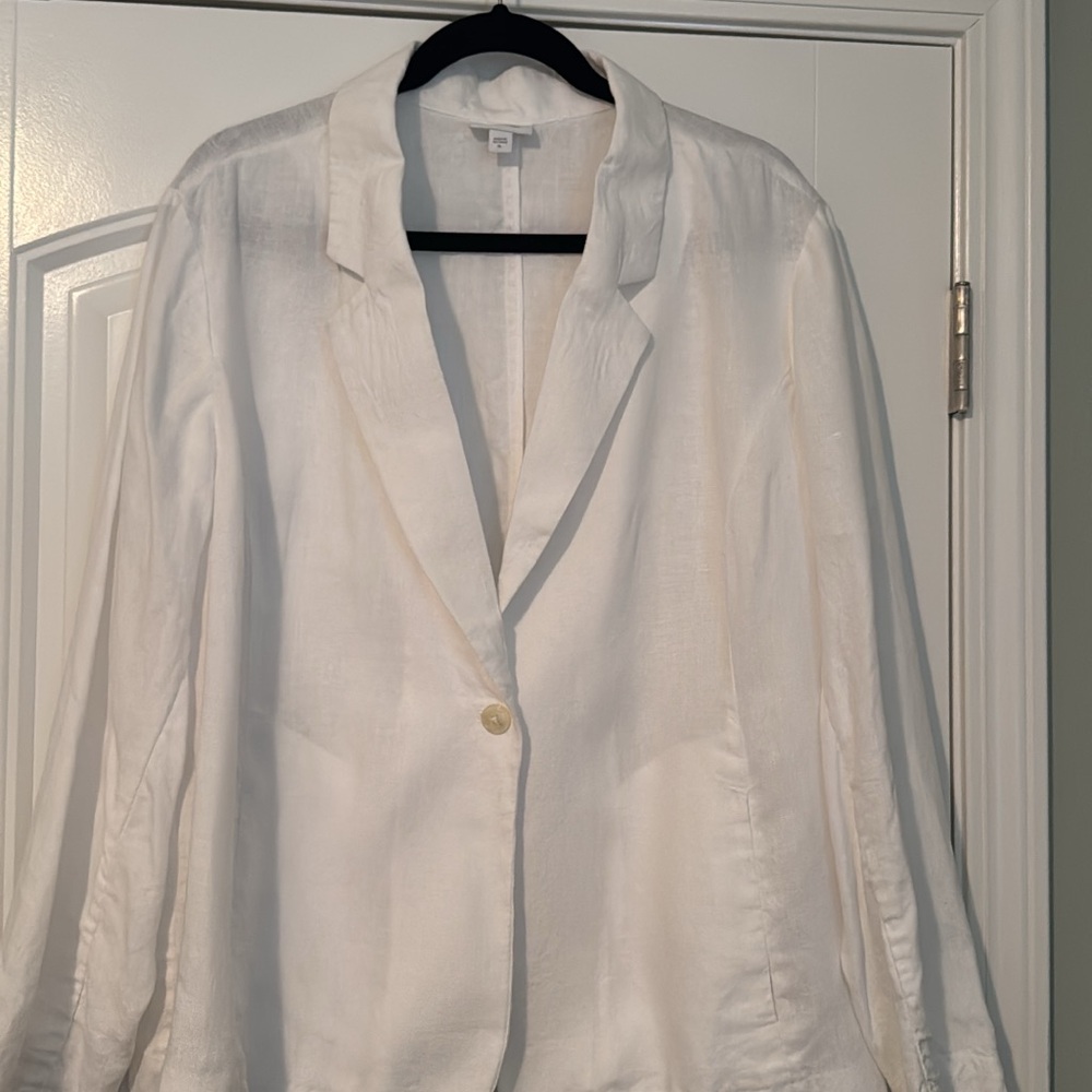 J. Jill Classic white linen blazer